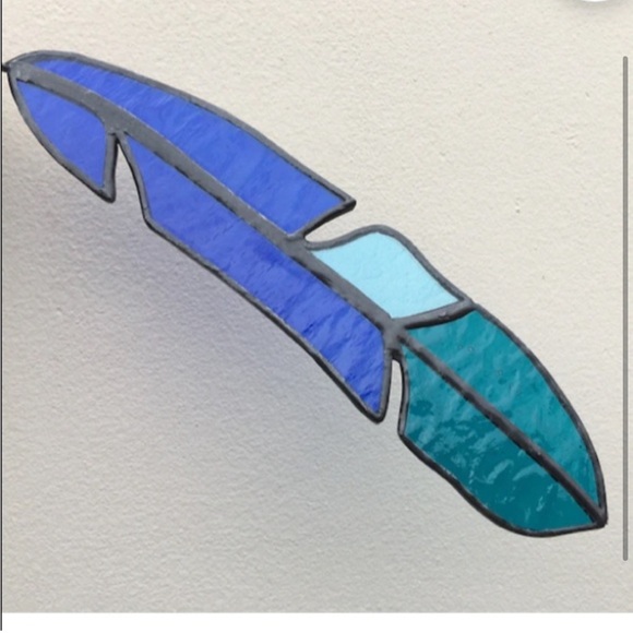 Stained Glass Blues Feather - Picture 2 of 2